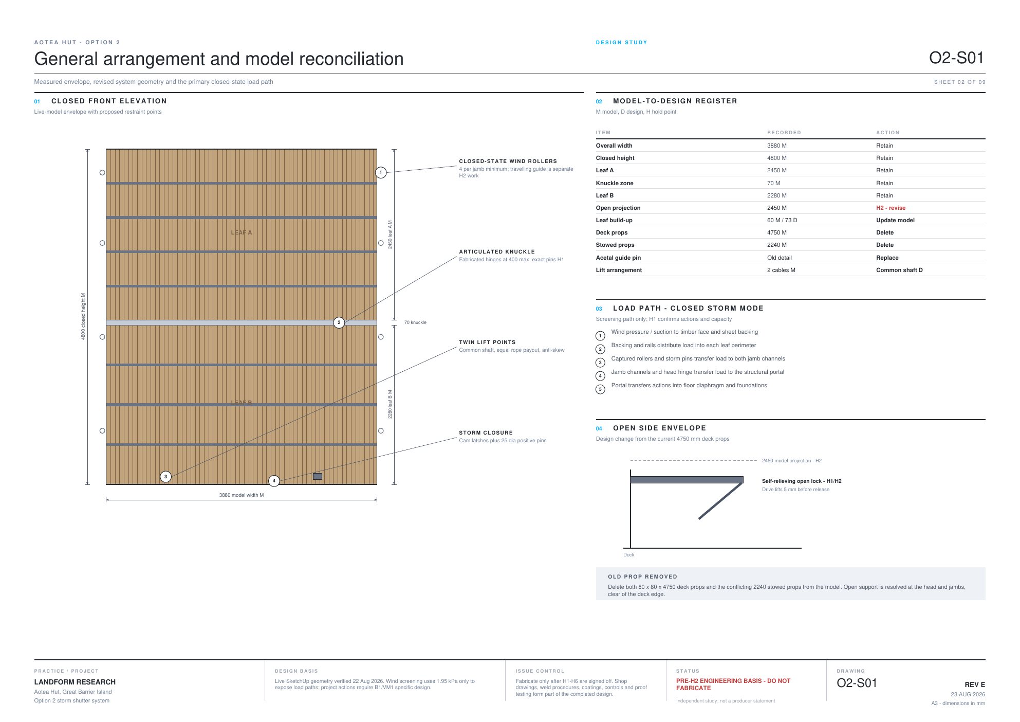 O2-S01 general arrangement and model reconciliation