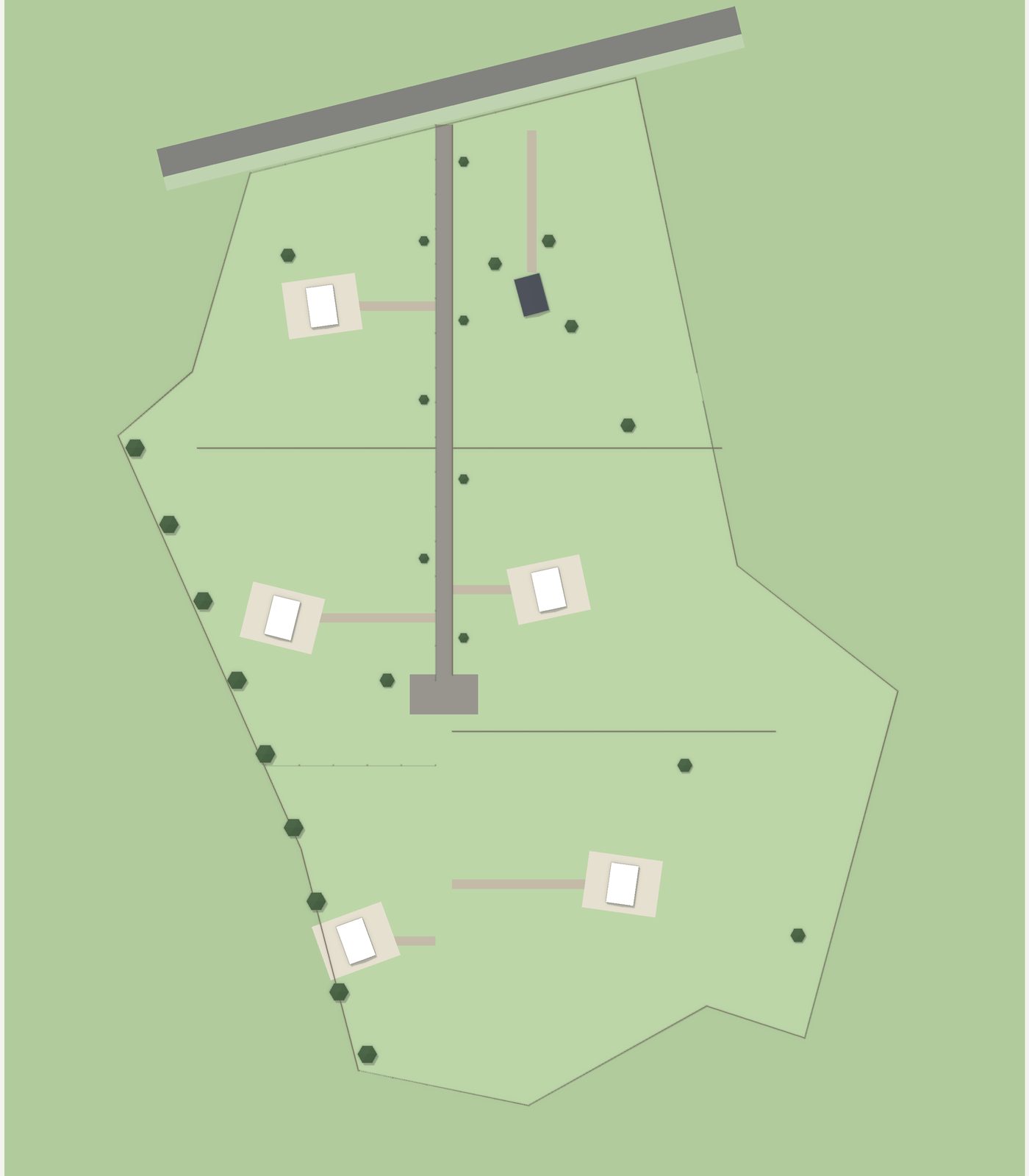 Plan view of the six-title scheme on the true boundary