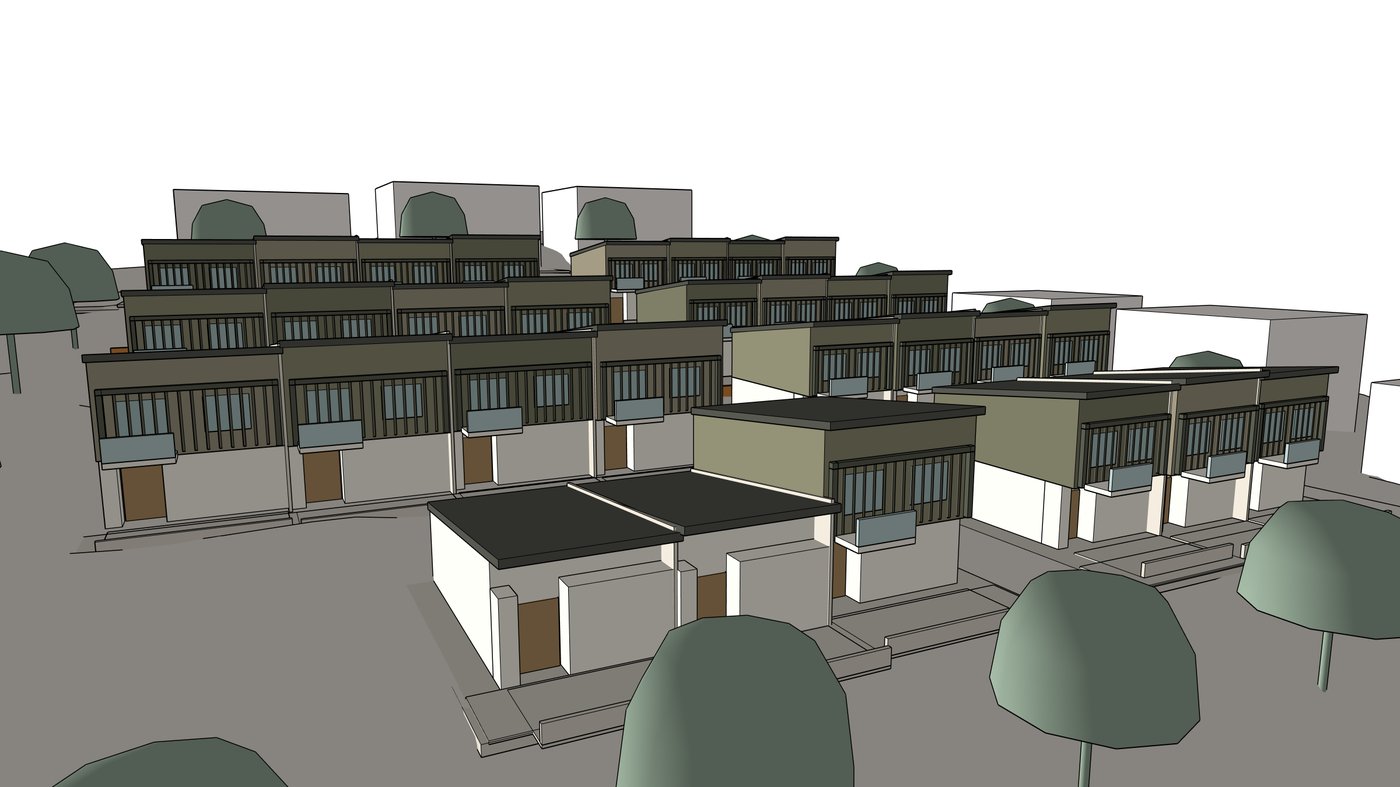 Model view of the frontage cluster