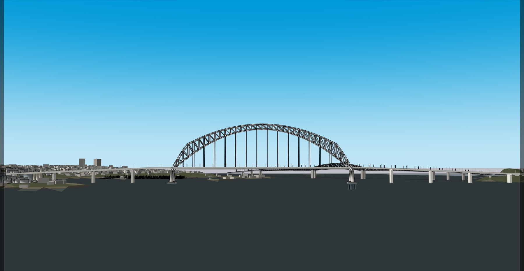 Elevation of the Option B tied arch crossing